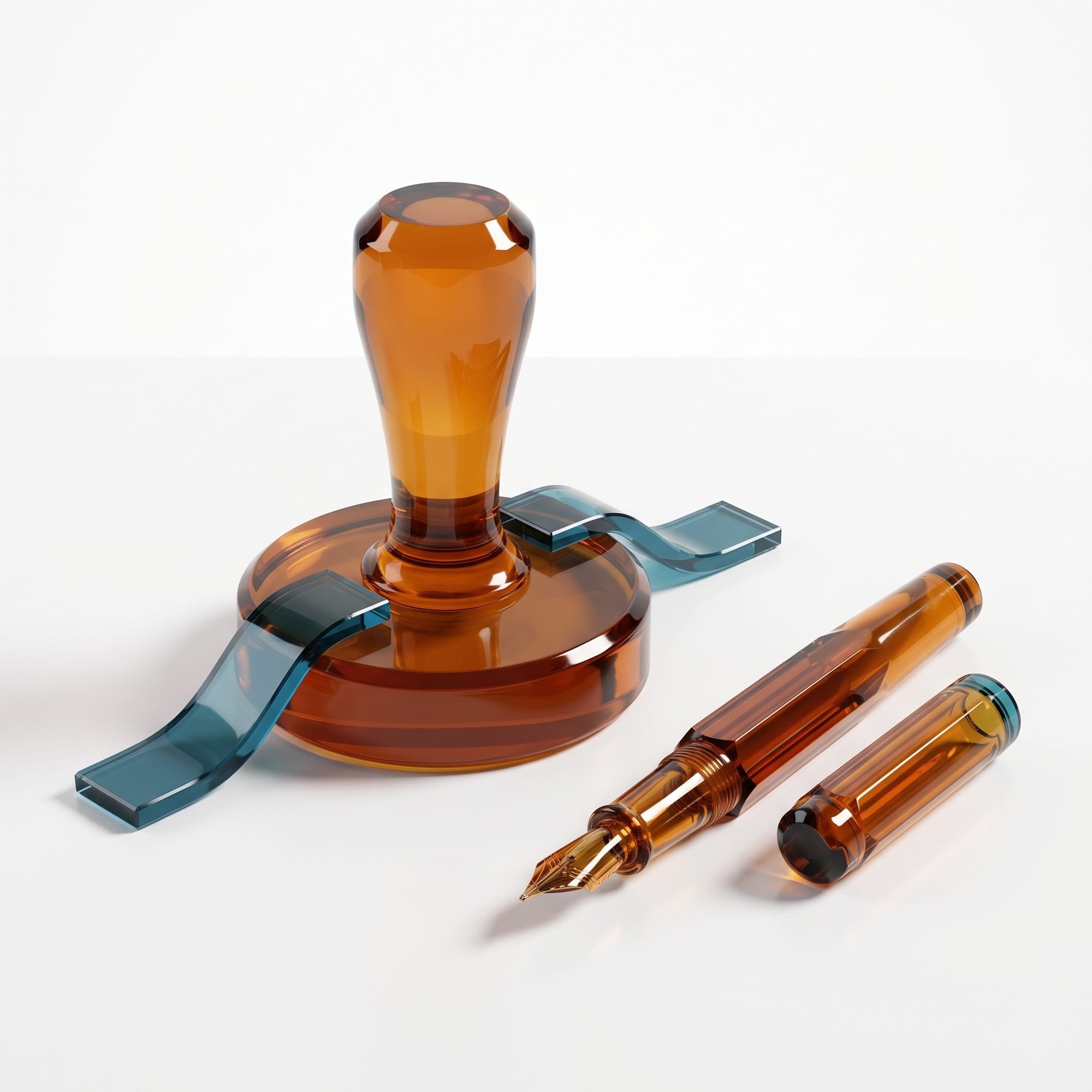 Notarstempel und Füller aus Glas